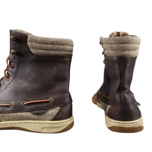 Sperry Shoes Womens 7.5 Boots Hikerfish Lace Up Moc Toe Leather Top Sider Brown - Picture 7 of 15